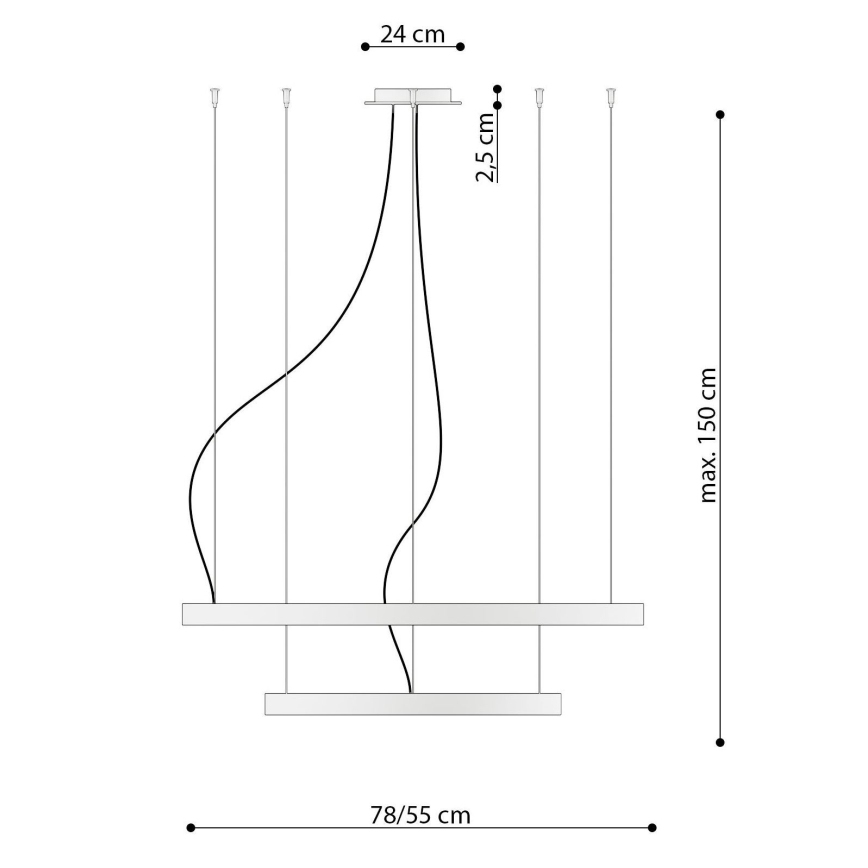 Thoro TH.176 - Світлодіодна підвісна люстра RIO LED/80W/230V CRI 90 3000K білий