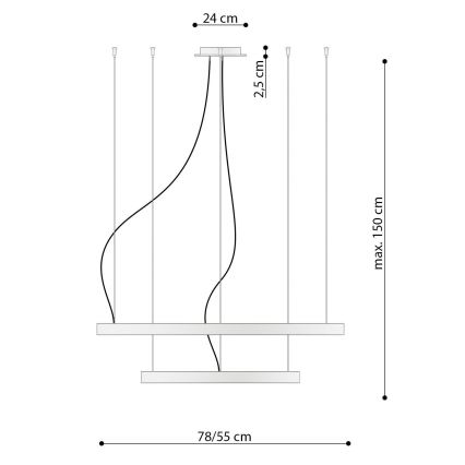 Thoro TH.212 - Світлодіодна підвісна люстра RIO LED/80W/230V CRI 95 4000K чорний