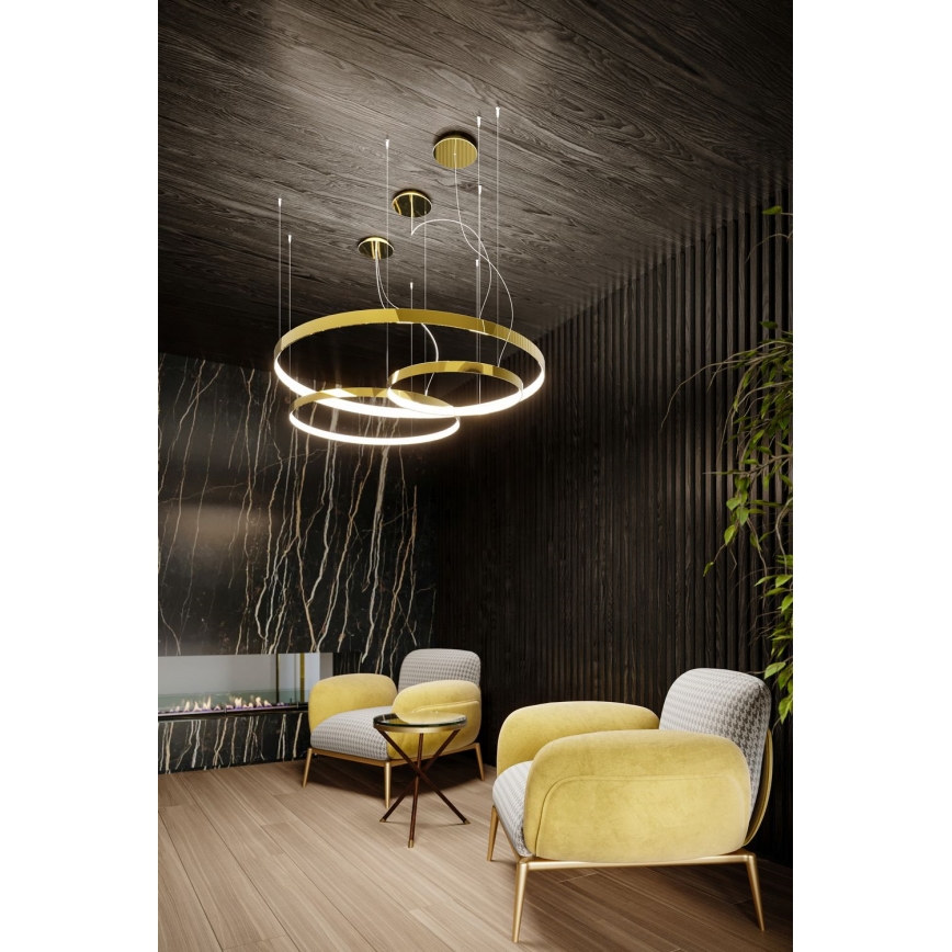 Thoro TH.246 - Светодиодная подвесная люстра RIO LED/50W/230V CRI 90 3000K диаметр 78 см золотистый
