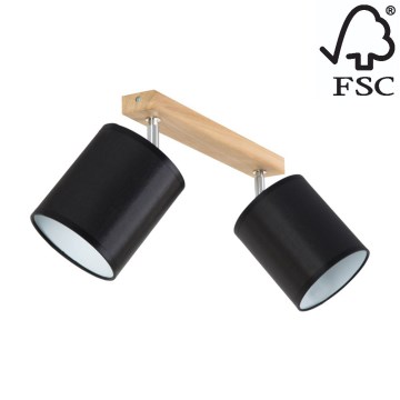 Точечный светильник APRILLIA 2xE27/25W/230V дуб/черный - сертифицировано FSC