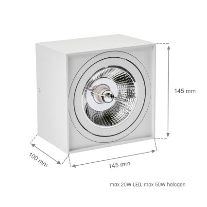 Точечный светильник CHLOE AR111 1xGU10/50W/230V угловой белый
