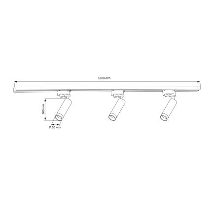 Точечный светильник для трековой системы FADO 3xGU10/10W/230V + 1 м трековая система черный