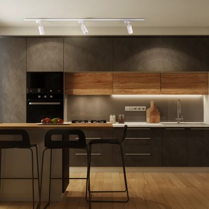Точечный светильник для трековой системы PARIS 3xGU10/10W/230V + 1 м рейка система белый
