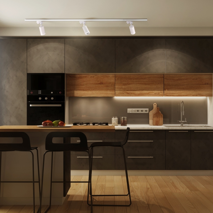 Точечный светильник для трековой системы PARIS 3xGU10/10W/230V + 1 м рейка система белый