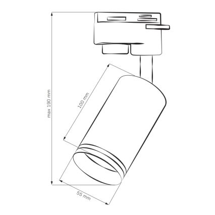 Точечный светильник для трековой системы PARIS 6xGU10/10W/230V + 2x1 м рейка система черный