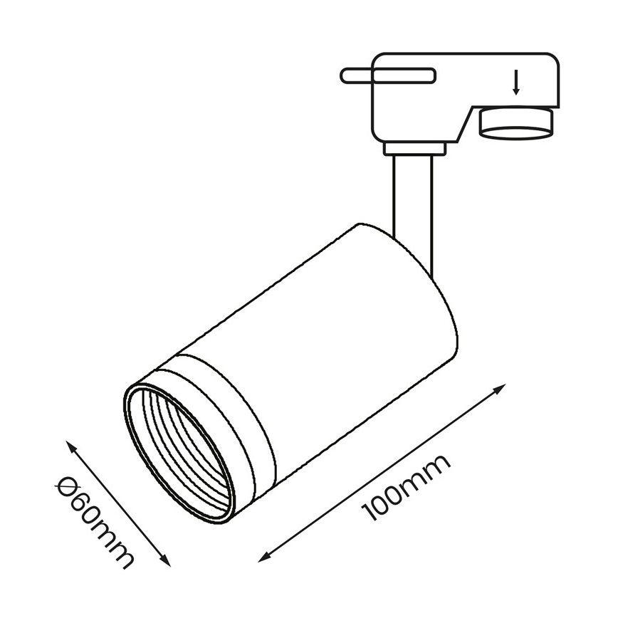 Точечный светильник для трековой системы PIPE 1xGU10/25W/230V черный