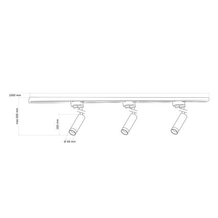 Точечный светильник для трековой системы PORTO 3xGU10/10W/230V + 1 м трековая система черный