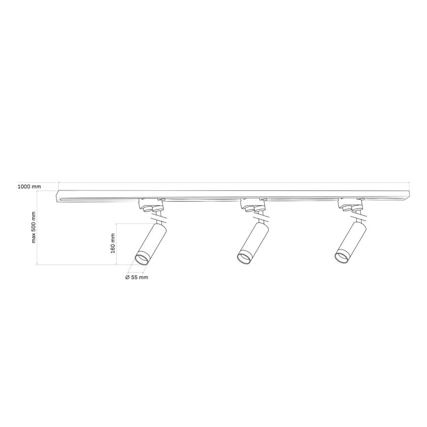 Точечный светильник для трековой системы PORTO 3xGU10/10W/230V + 1 м трековая система черный