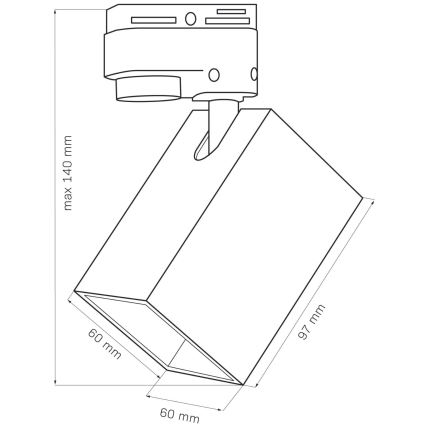 Точечный светильник для трековой системы SQUARE 3xGU10/10W/230V + 1 м трековая система черный