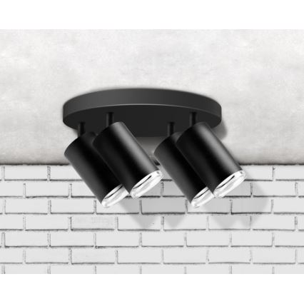 Точечный светильник для ванной комнаты TURYN 4xGU10/10W/230V IP44 черный