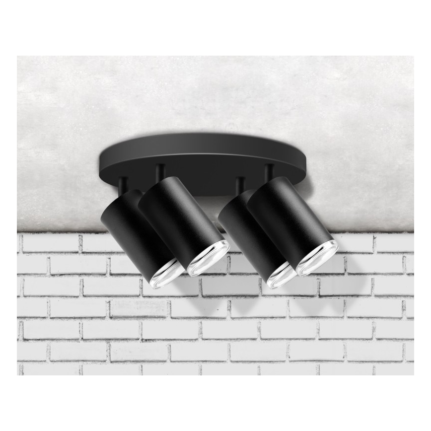 Точечный светильник для ванной комнаты TURYN 4xGU10/10W/230V IP44 черный
