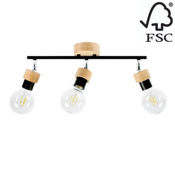 Точечный светильник MARJOLAINE 3xE27/25W/230V дуб - сертифицировано FSC