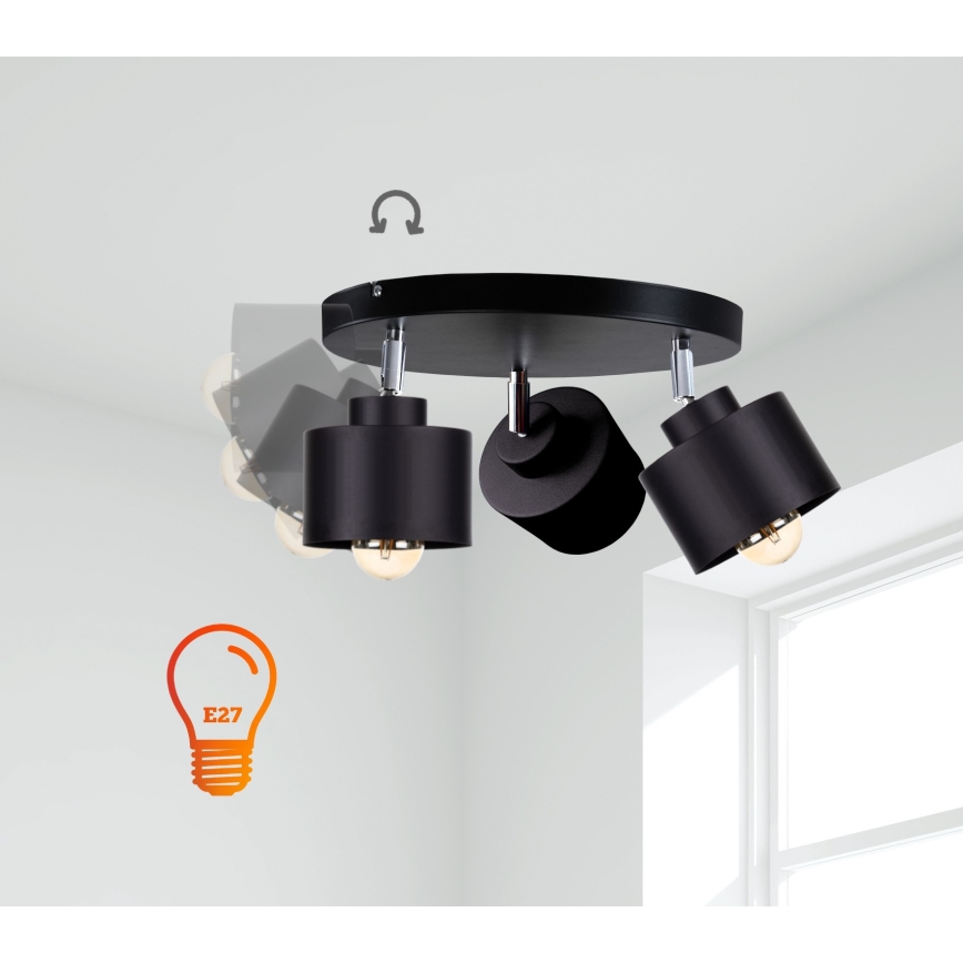 Точечный светильник SIMPLY BLACK 3xE27/60W/230V диаметр 30 см