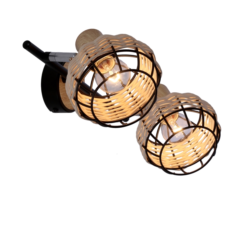 Точечный светильник TAJGA 2xE14/40W/230V ротанг/черный