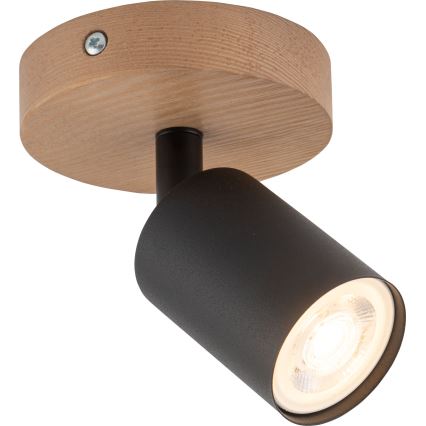 Точечный светильник TOP WOOD 1xGU10/10W/230V черный/дерево