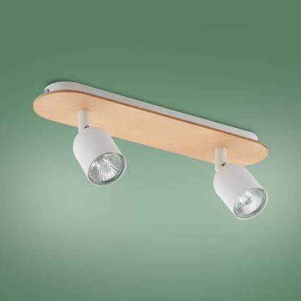 Точечный светильник TOP WOOD 2xGU10/10W/230V белый/дерево