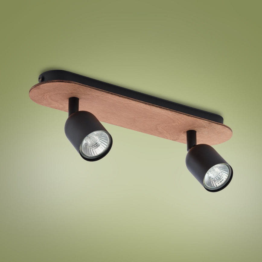 Точечный светильник TOP WOOD 2xGU10/10W/230V черный/дерево