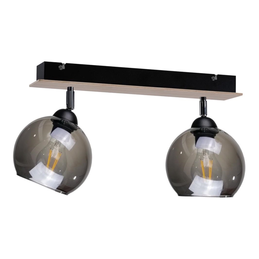 Точечный светильник UNO WOOD 2xE27/60W/230V черный/коричневый