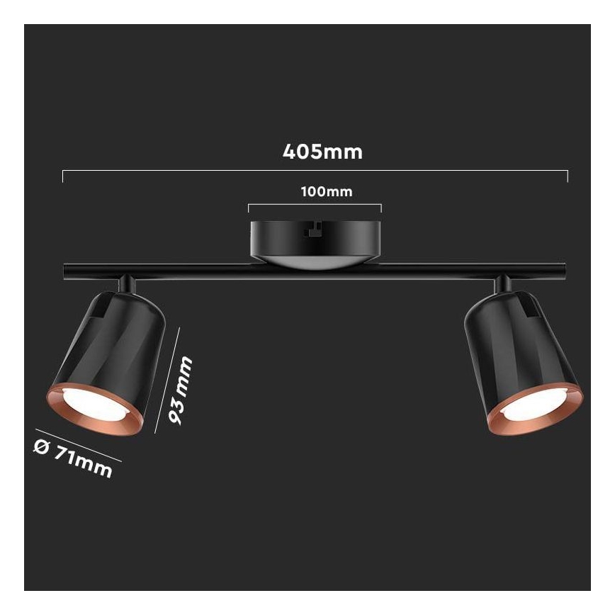 Точечный светодиодный светильник  2xLED/5W/230V 3000K черная