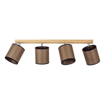 Точечный светильник BENITA 4xE27/25W/230V коричневый/дуб