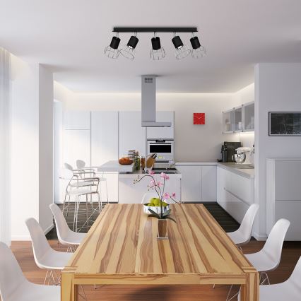 Точечный светильник DANTE 5xGU10/25W/230V черный/блестящий хром