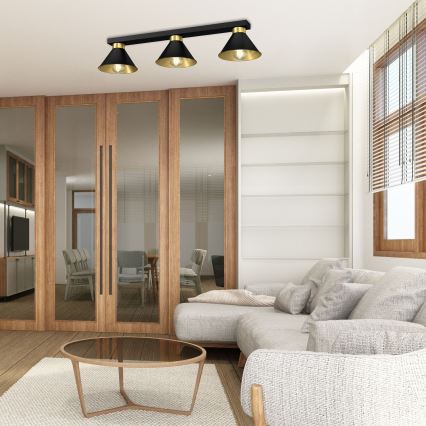 Точечный светильник DEMET 3xE27/60W/230V черный/золотистый