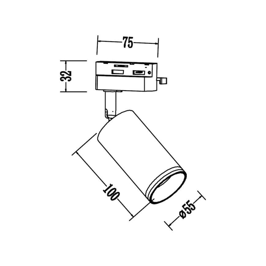 Точечный светильник для однофазной трек-системы PIPE 1xGU10/10W/230V белый
