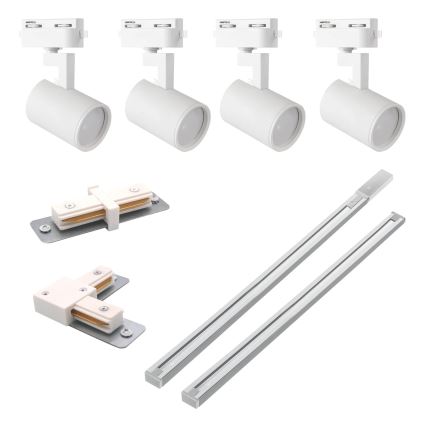 Точечный светильник для трековой системы LYNX 4xGU10/10W/230V + 2 x 75 см трековая система белый