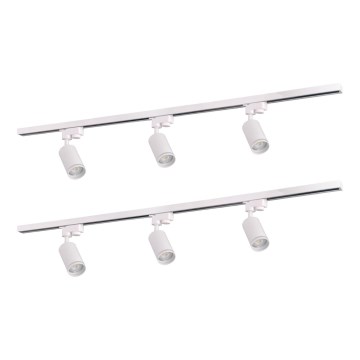 Точечный светильник для трековой системы PARIS 6xGU10/10W/230V + 2x1 м рейка система белый