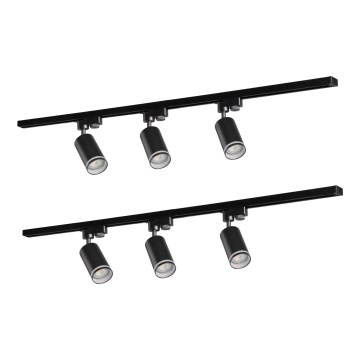Точечный светильник для трековой системы PARIS 6xGU10/10W/230V + 2x1 м рейка система черный