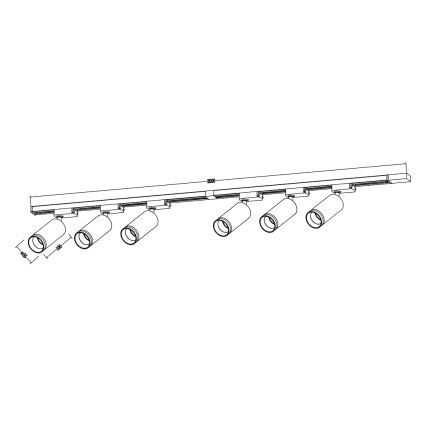 Точечный светильник для трековой системы PIPE 6xGU10/10W/230V, чёрный