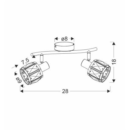 Точечный светильник DUBAI 2xE14/40W/230V черный/золотистый