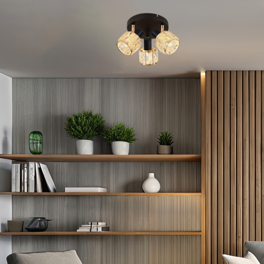 Точечный светильник DUBAI 3xE14/40W/230V диаметр 36 см черный/золотистый