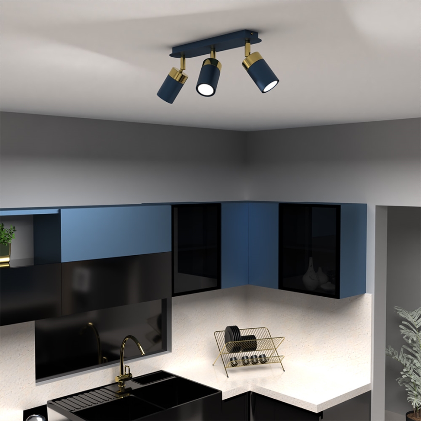 Точечный светильник JOKER 3xGU10/25W/230V синий/золотой