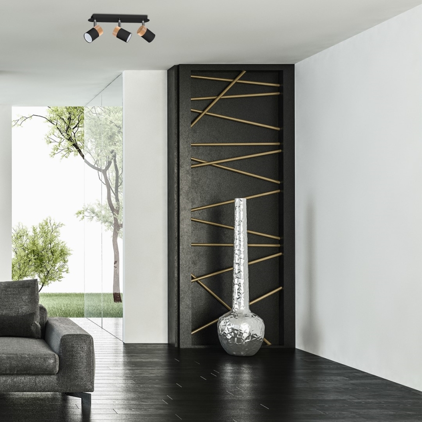 Точечный светильник JOKER BLACK WOOD 3xGU10/8W/230V