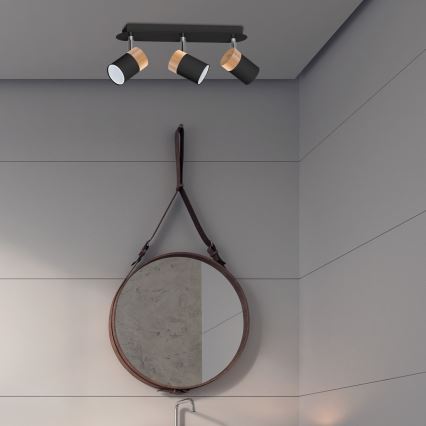 Точечный светильник JOKER BLACK WOOD 3xGU10/8W/230V