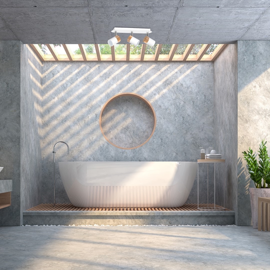 Точечный светильник JOKER WHITE WOOD 3xGU10/8W/230V