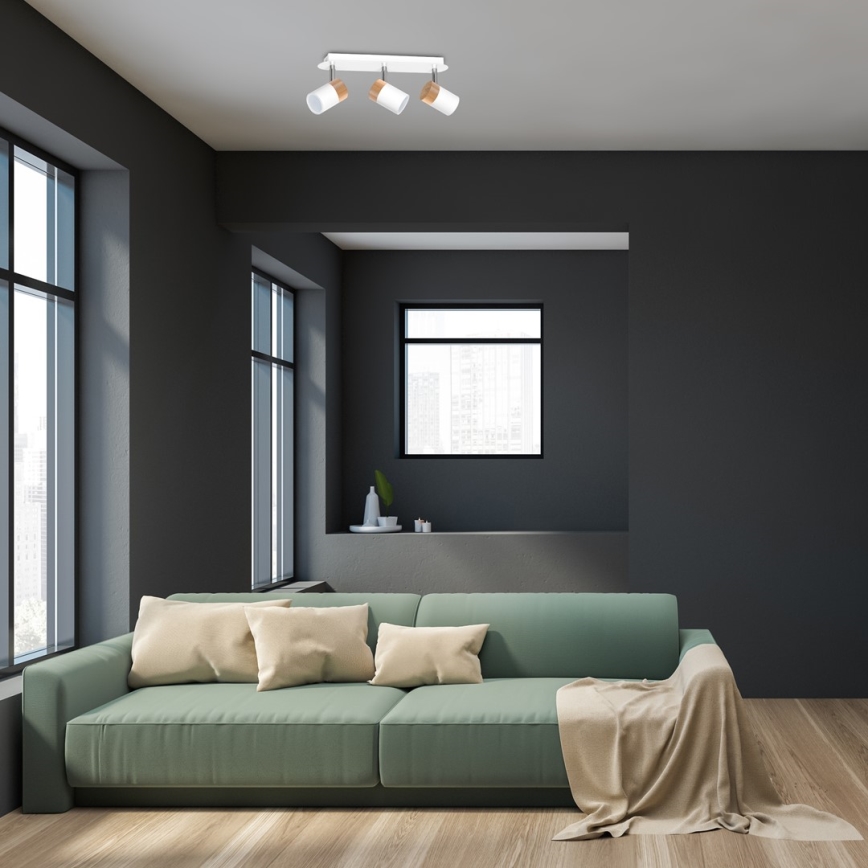 Точечный светильник JOKER WHITE WOOD 3xGU10/8W/230V