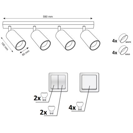 Точечный светильник MARIBEL 4xGU10/10W/230V белый