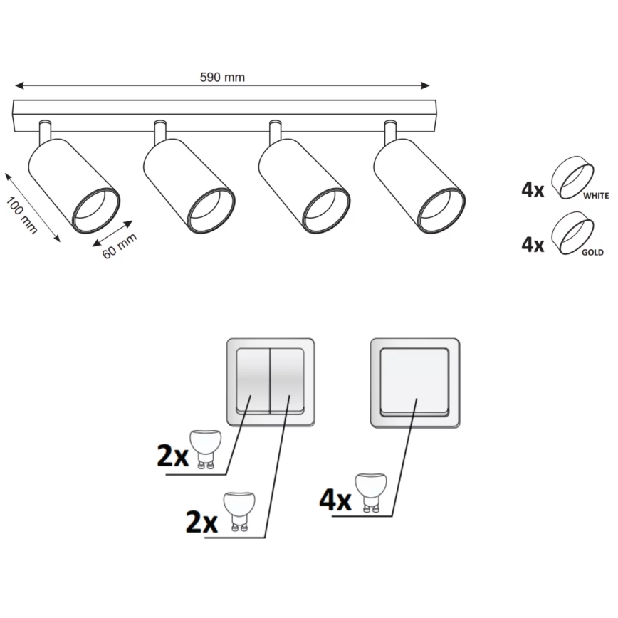 Точечный светильник MARIBEL 4xGU10/10W/230V белый