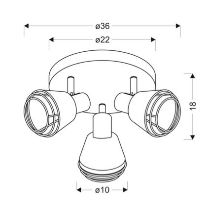 Точечный светильник NERIA 3xE14/40W/230V черный/медный