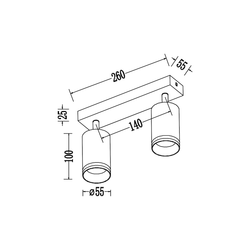 Точечный светильник PIPE 2xGU10/10Вт/230В чёрный