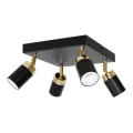 Точечный светильник RENO 4xGU10/8W/230V черный/золотистый