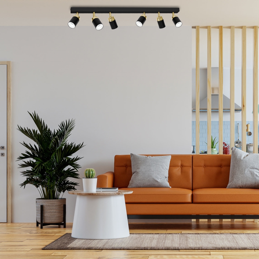 Точечный светильник RENO 6xGU10/8W/230V черный/золотистый