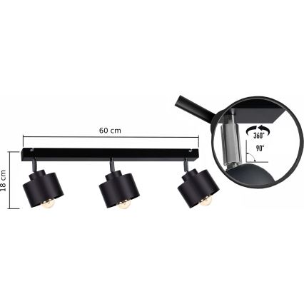 Точечный светильник SIMPLY BLACK 3xE27/60W/230V