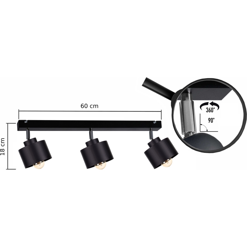 Точечный светильник SIMPLY BLACK 3xE27/60W/230V