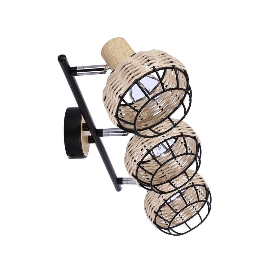 Точечный светильник TAJGA 3xE14/40W/230V ротанг/черный