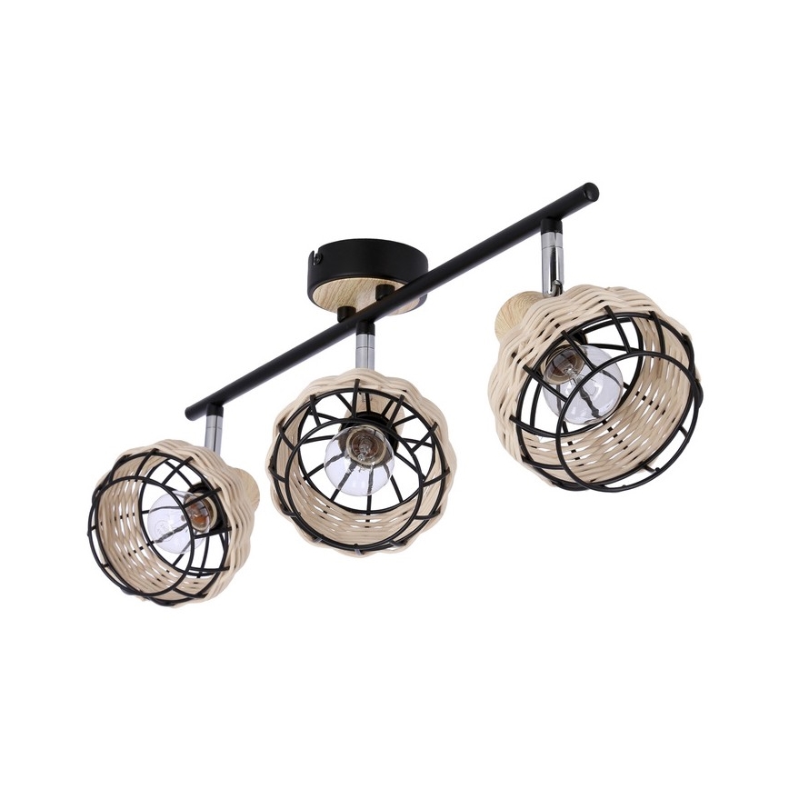 Точечный светильник TAJGA 3xE14/40W/230V ротанг/черный