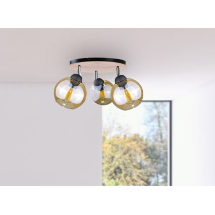 Точечный светильник THEA WOOD 3xE27/60W/230V диаметр 30 см