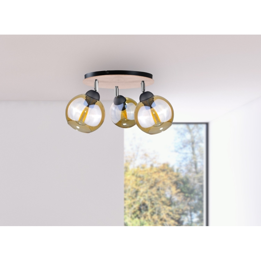 Точечный светильник THEA WOOD 3xE27/60W/230V диаметр 30 см